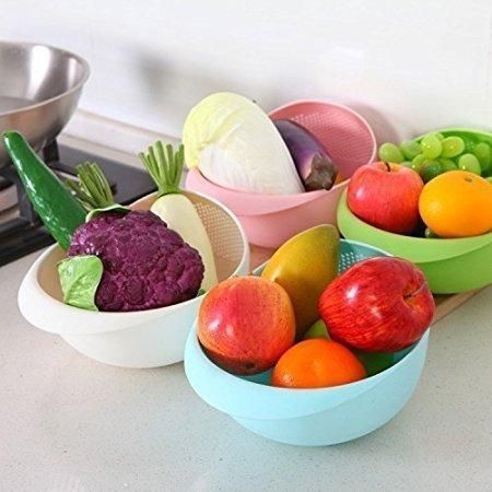 Food Washing Bowl and Strainer (Assorted Color)